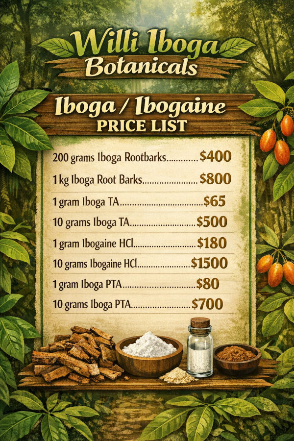 Willi Iboga Botanicals -prices flyer
